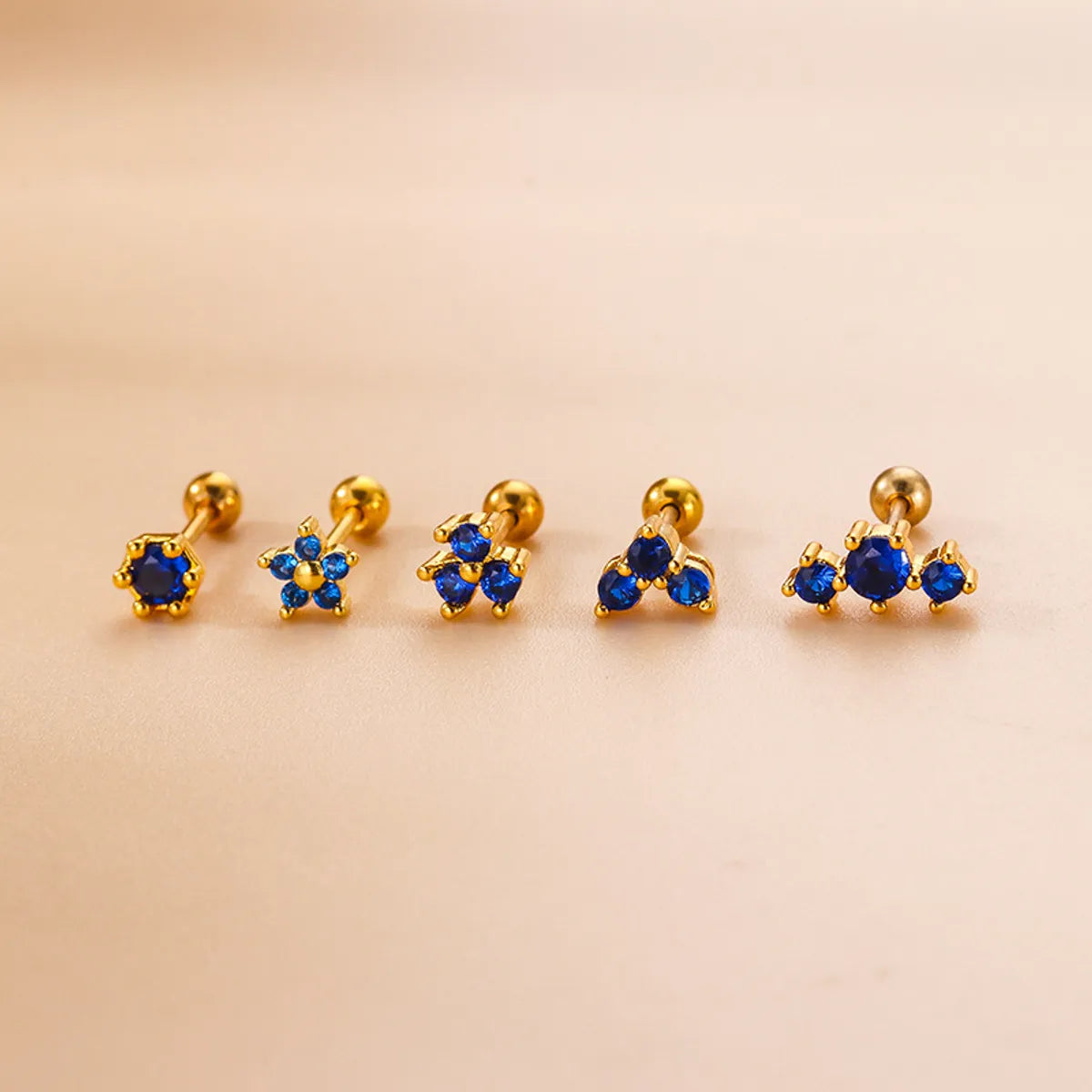 1 Piece Fashion Flower Plating Inlay Copper Zircon Ear Studs