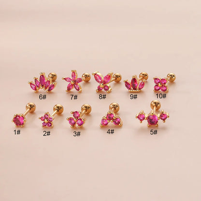 1 Piece Fashion Flower Plating Inlay Copper Zircon Ear Studs