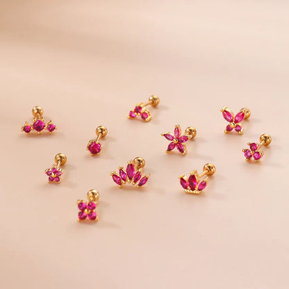 1 Piece Fashion Flower Plating Inlay Copper Zircon Ear Studs