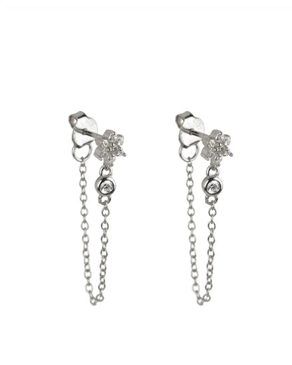 Fashion Flower Copper Plating Zircon Dangling Earrings 1 Pair