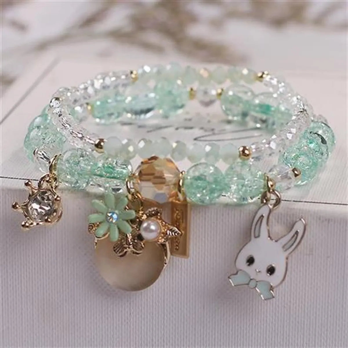 Fashion Flower Crystal Beaded Women'S Bracelets 1 Piece