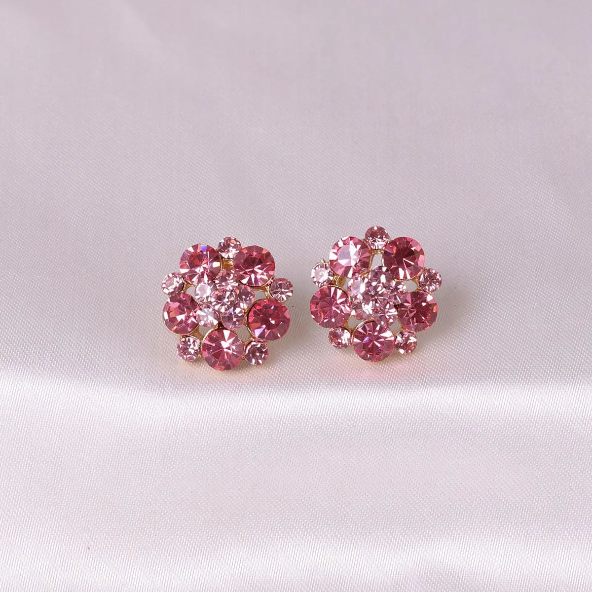 Fashion Flower Crystal Diamond Stud Earrings