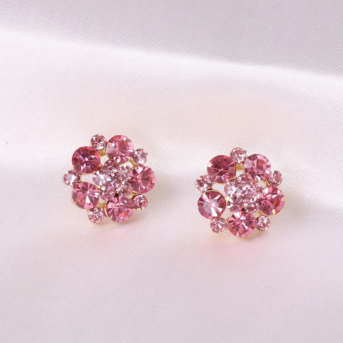 Fashion Flower Crystal Diamond Stud Earrings