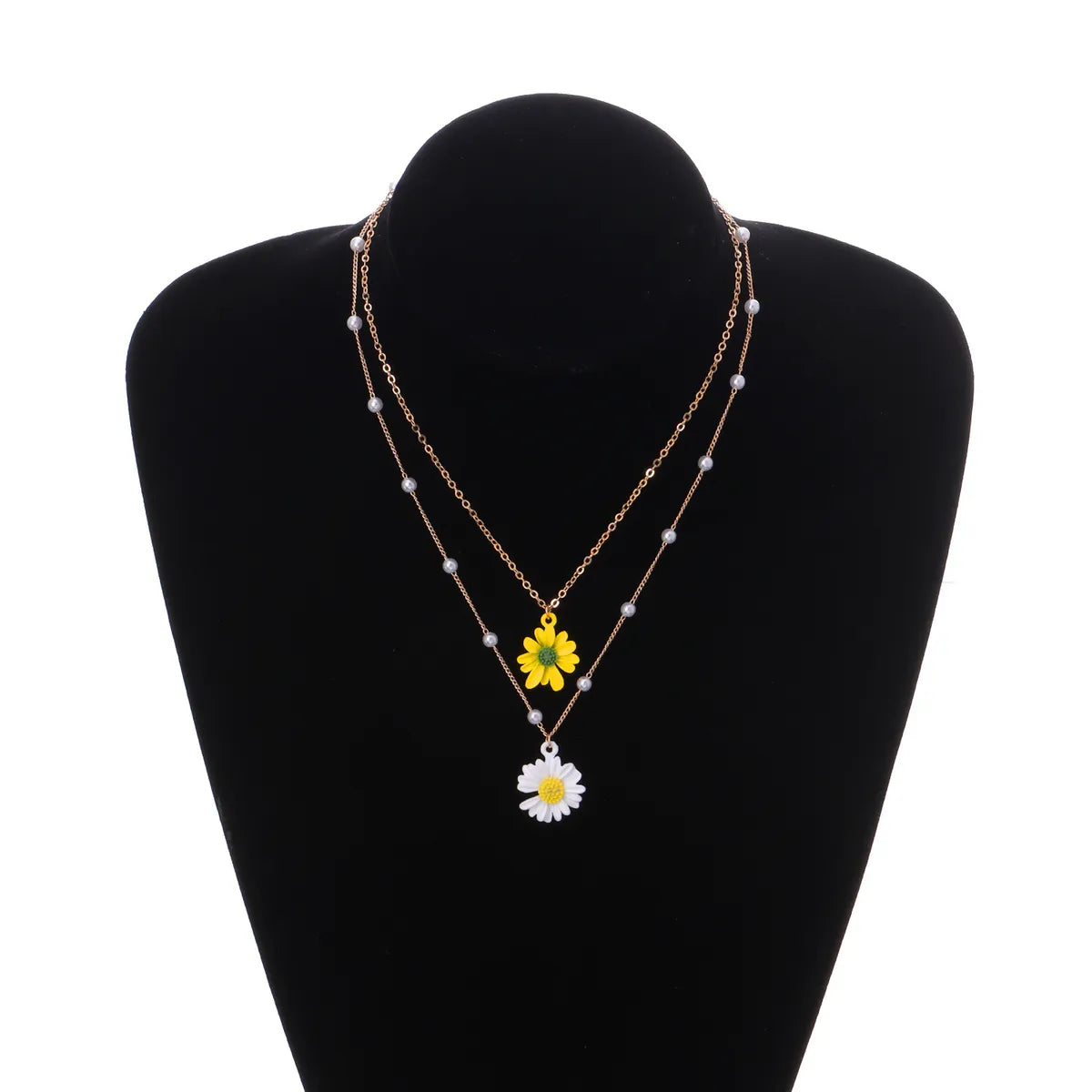 Fashion Flower Daisy Alloy Layered Necklace