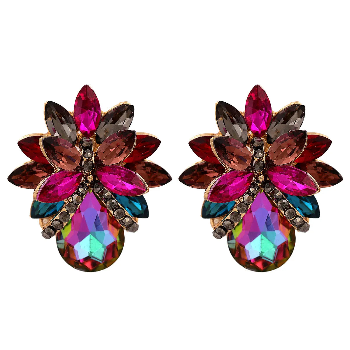 Fashion Flower Diamond Earrings