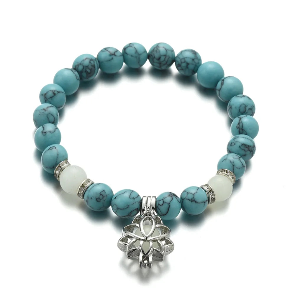 Fashion Flower Natural Stone Turquoise Bracelets 1 Piece