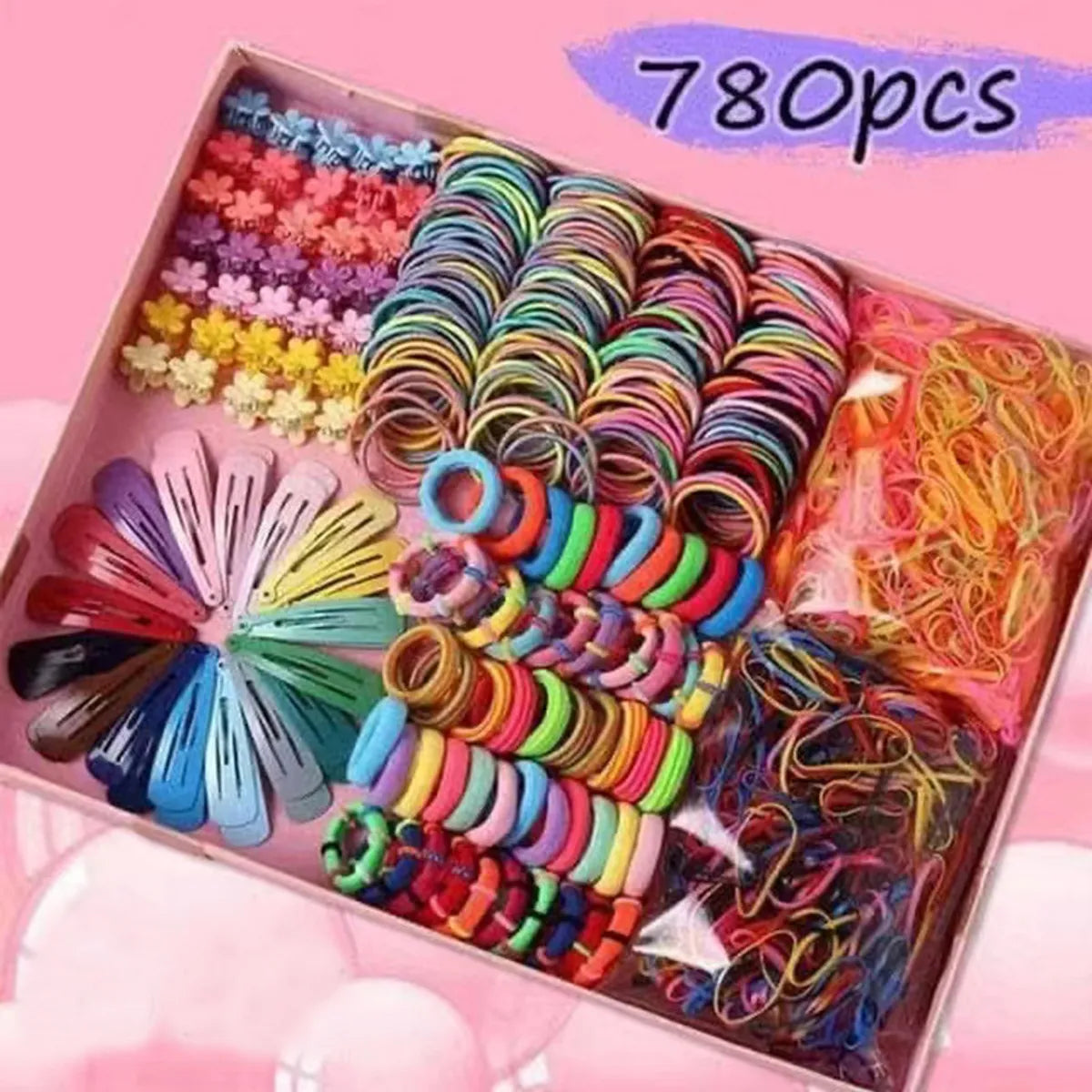 Fashion Flower Plastic Hair Clip Hair Tie 1 Set