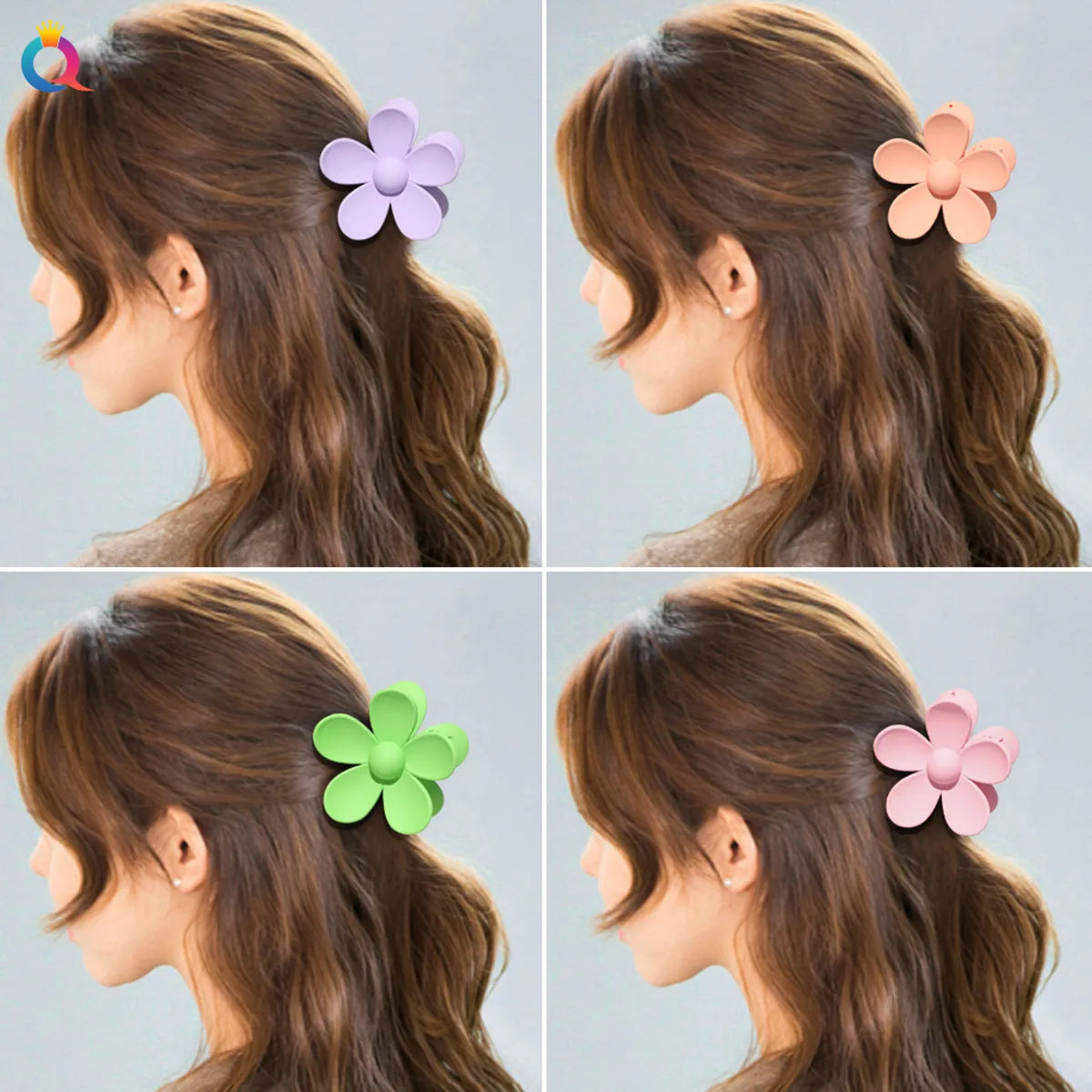 Women'S Fashion Flower Plastic Handmade Hair Claws