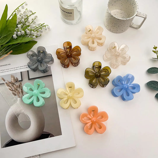 Fashion Flower Plastic Resin Hair Clip 1 Piece