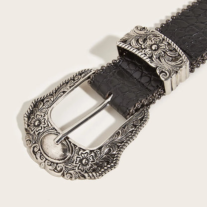 Fashion Flower Pu Leather Alloy Men'S Leather Belts 1 Piece