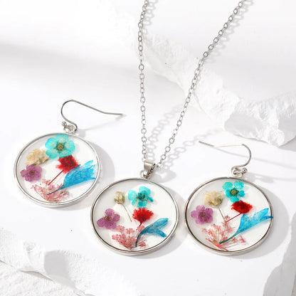 Fashion Flower Resin Enamel Women's Earrings Necklace