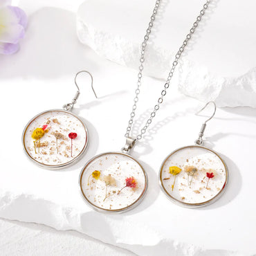 Fashion Flower Resin Enamel Women's Earrings Necklace