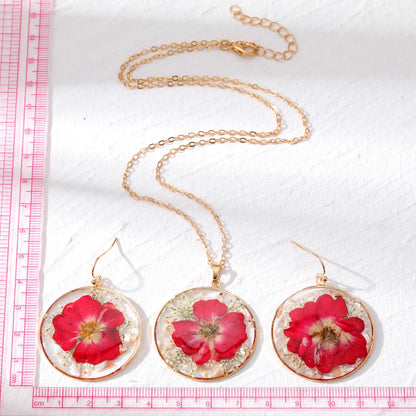 Fashion Flower Resin Epoxy Women's Earrings Necklace