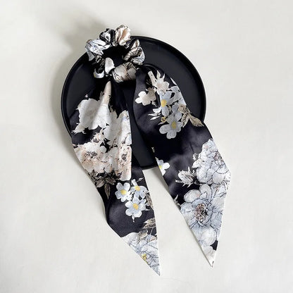 Fashion Flower Satin Printing Hair Tie 1 Piece