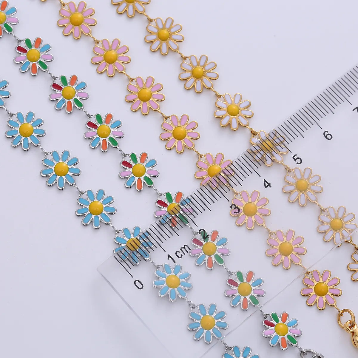 Fashion Flower Stainless Steel Epoxy Chain Necklace