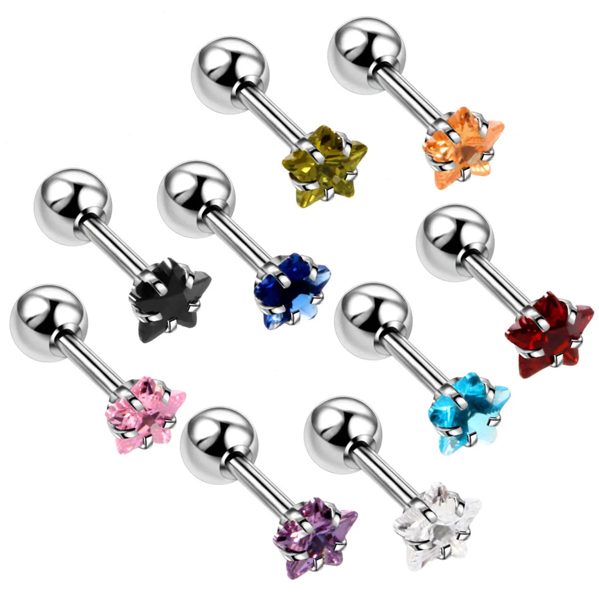 Fashion Flower Stainless Steel Inlay Zircon Ear Studs 1 Piece