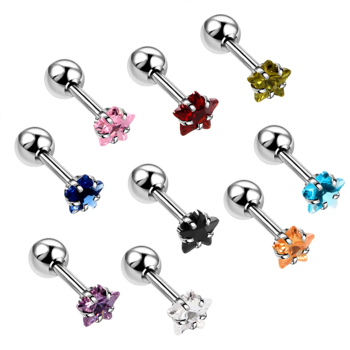 Fashion Flower Stainless Steel Inlay Zircon Ear Studs 1 Piece