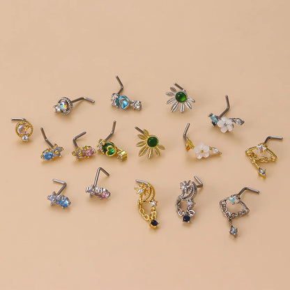 1 Piece Nose Rings & Studs Fashion Flower 316L Stainless Steel  Copper Plating Zircon