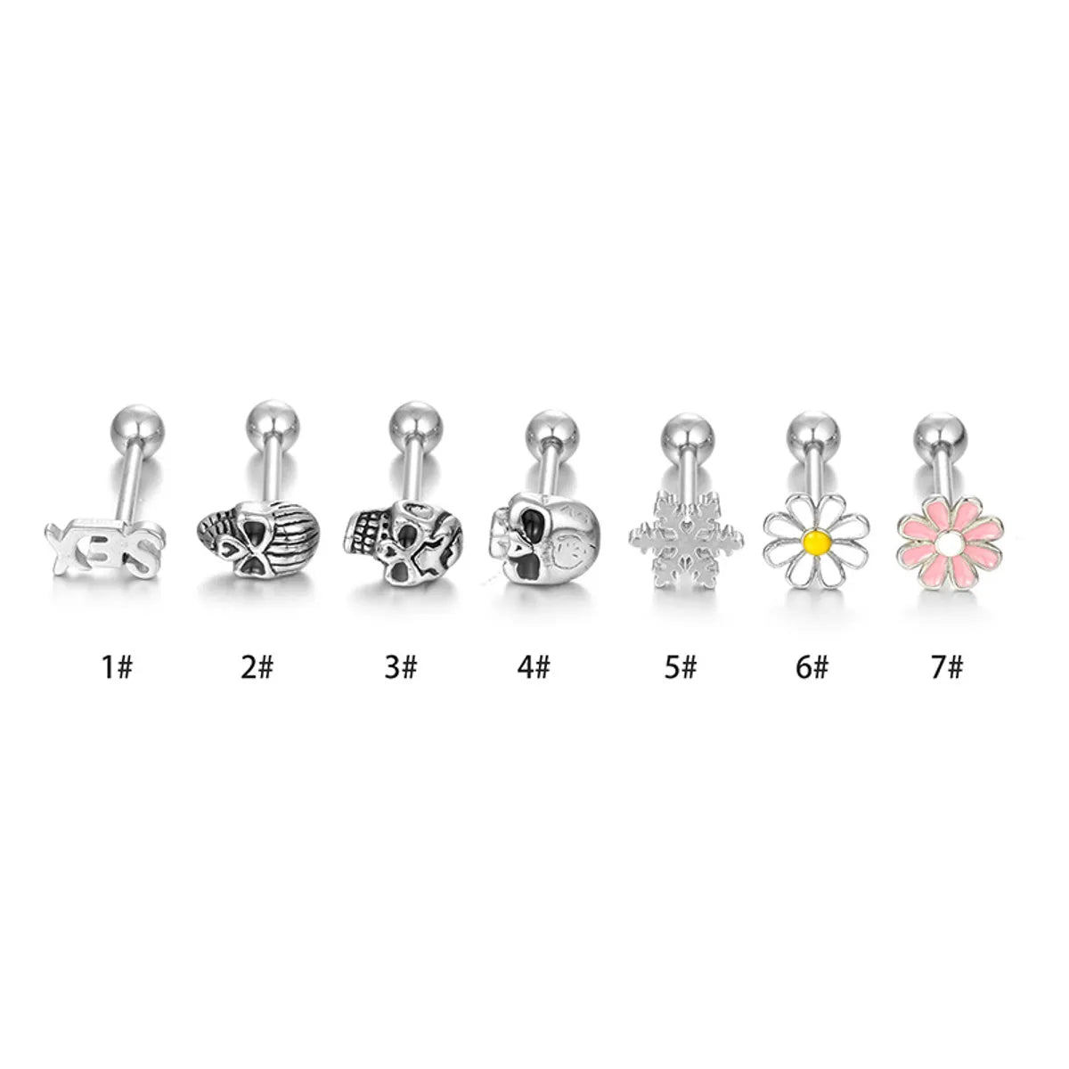 Fashion Flower Stainless Steel Stoving Varnish Tongue Nail 1 Set