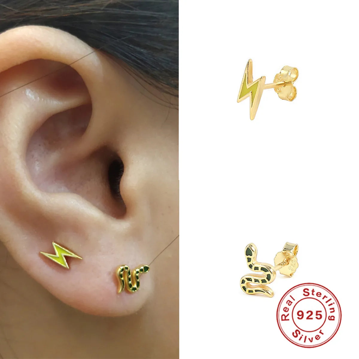 Fashion Flower Sterling Silver Enamel Plating Ear Studs 1 Piece