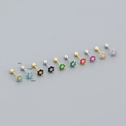 Fashion Flower Sterling Silver Zircon Ear Studs 1 Pair