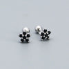 Fashion Flower Sterling Silver Zircon Ear Studs 1 Pair