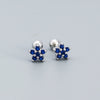 Fashion Flower Sterling Silver Zircon Ear Studs 1 Pair