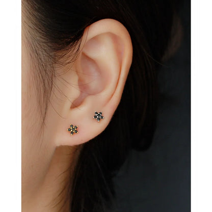 Fashion Flower Sterling Silver Zircon Ear Studs 1 Pair