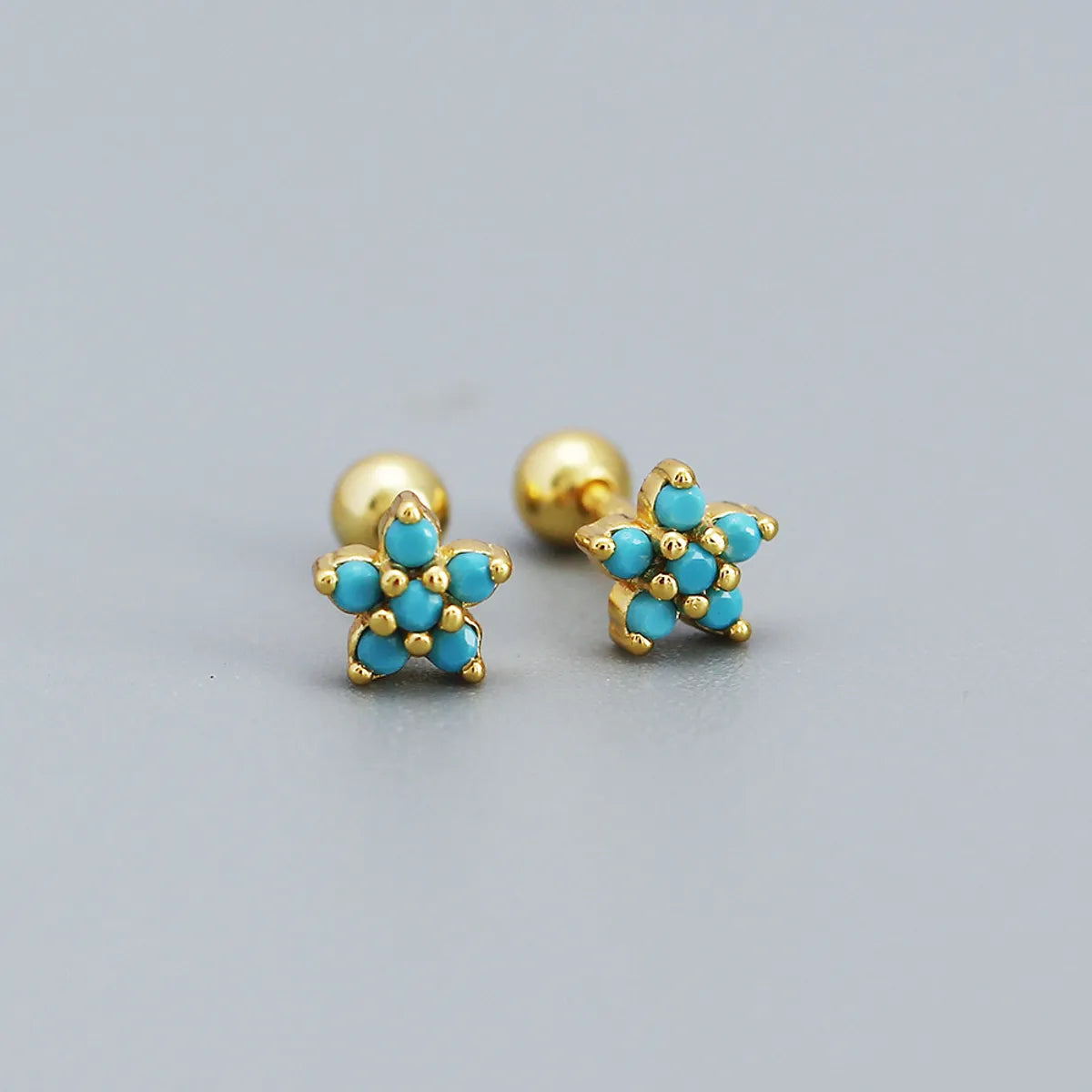 Fashion Flower Sterling Silver Zircon Ear Studs 1 Pair