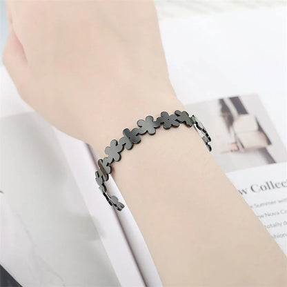 Fashion Flower Titanium Steel Bangle