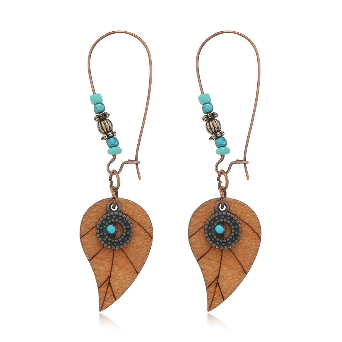 Fashion Flower Wood Handmade Women'S Drop Earrings 1 Pair