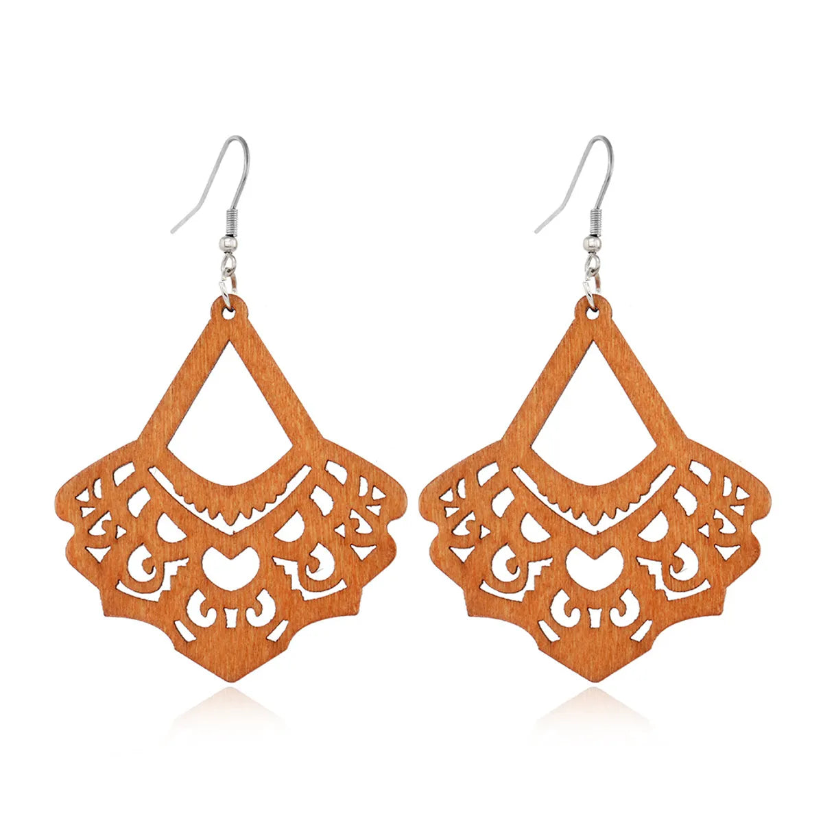 Fashion Flower Wood Handmade Women'S Drop Earrings 1 Pair