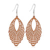 Fashion Flower Wood Handmade Women'S Drop Earrings 1 Pair