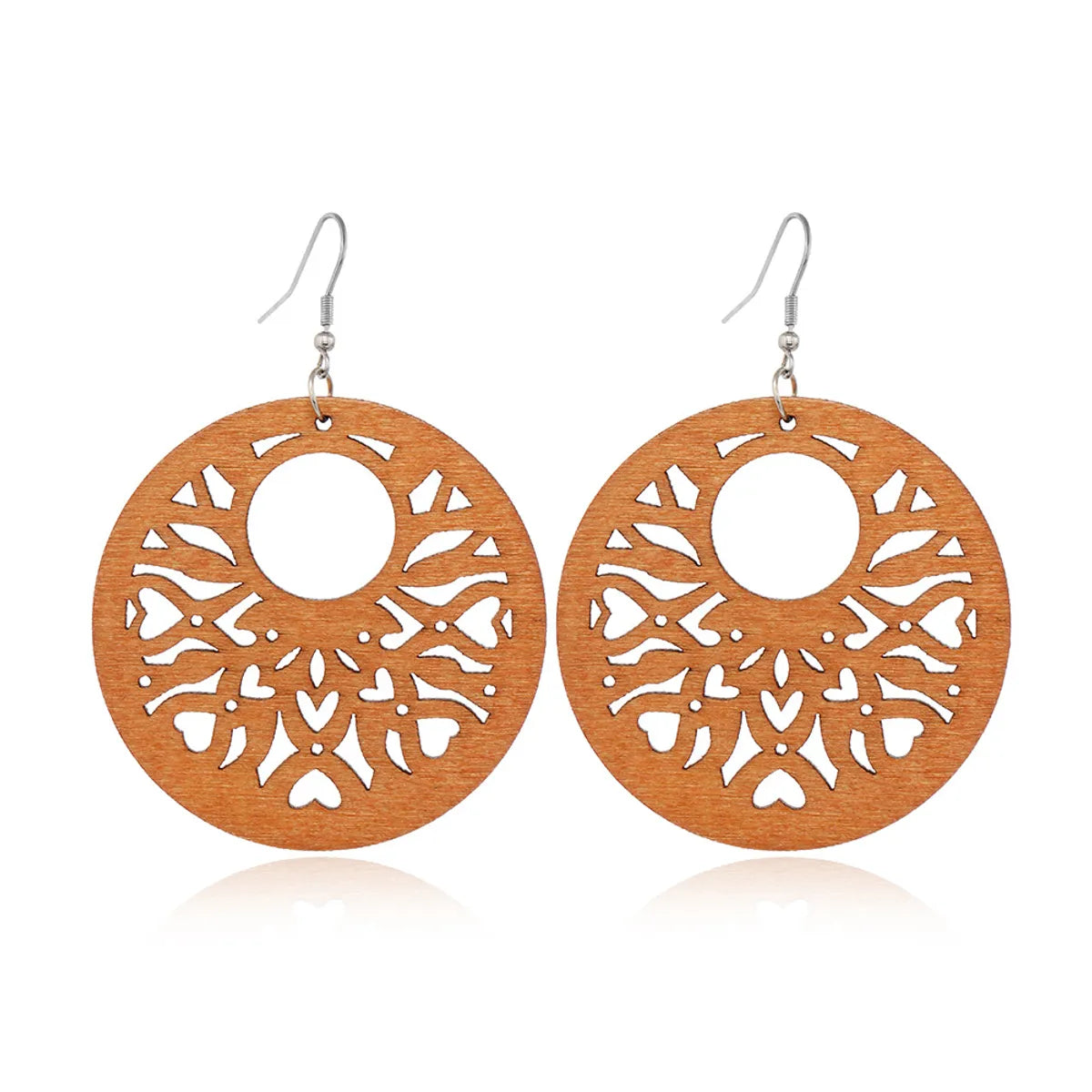 Fashion Flower Wood Handmade Women'S Drop Earrings 1 Pair