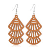 Fashion Flower Wood Handmade Women'S Drop Earrings 1 Pair