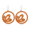 Fashion Flower Wood Handmade Women'S Drop Earrings 1 Pair