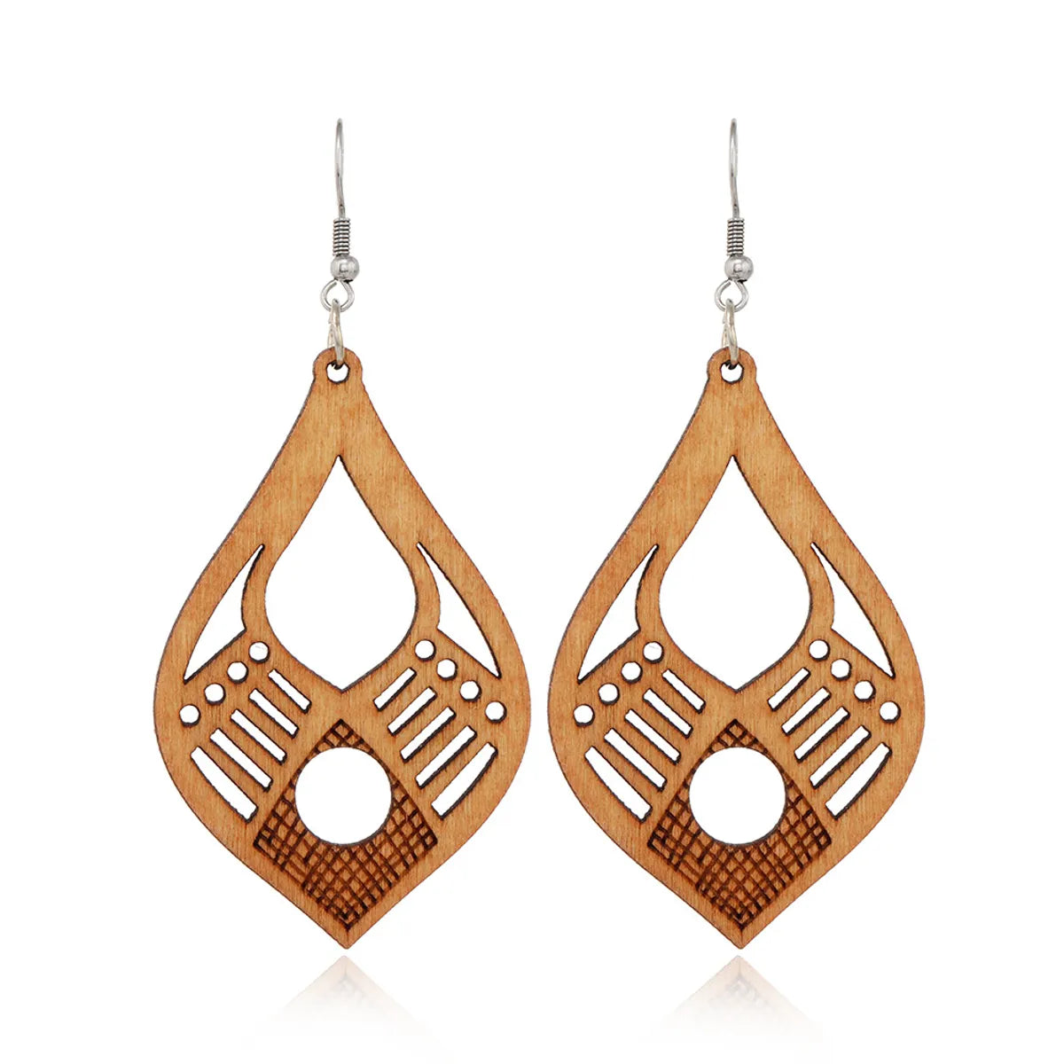 Fashion Flower Wood Handmade Women'S Drop Earrings 1 Pair