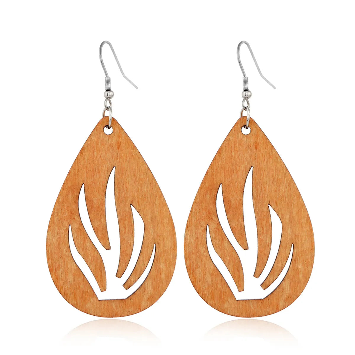 Fashion Flower Wood Handmade Women'S Drop Earrings 1 Pair