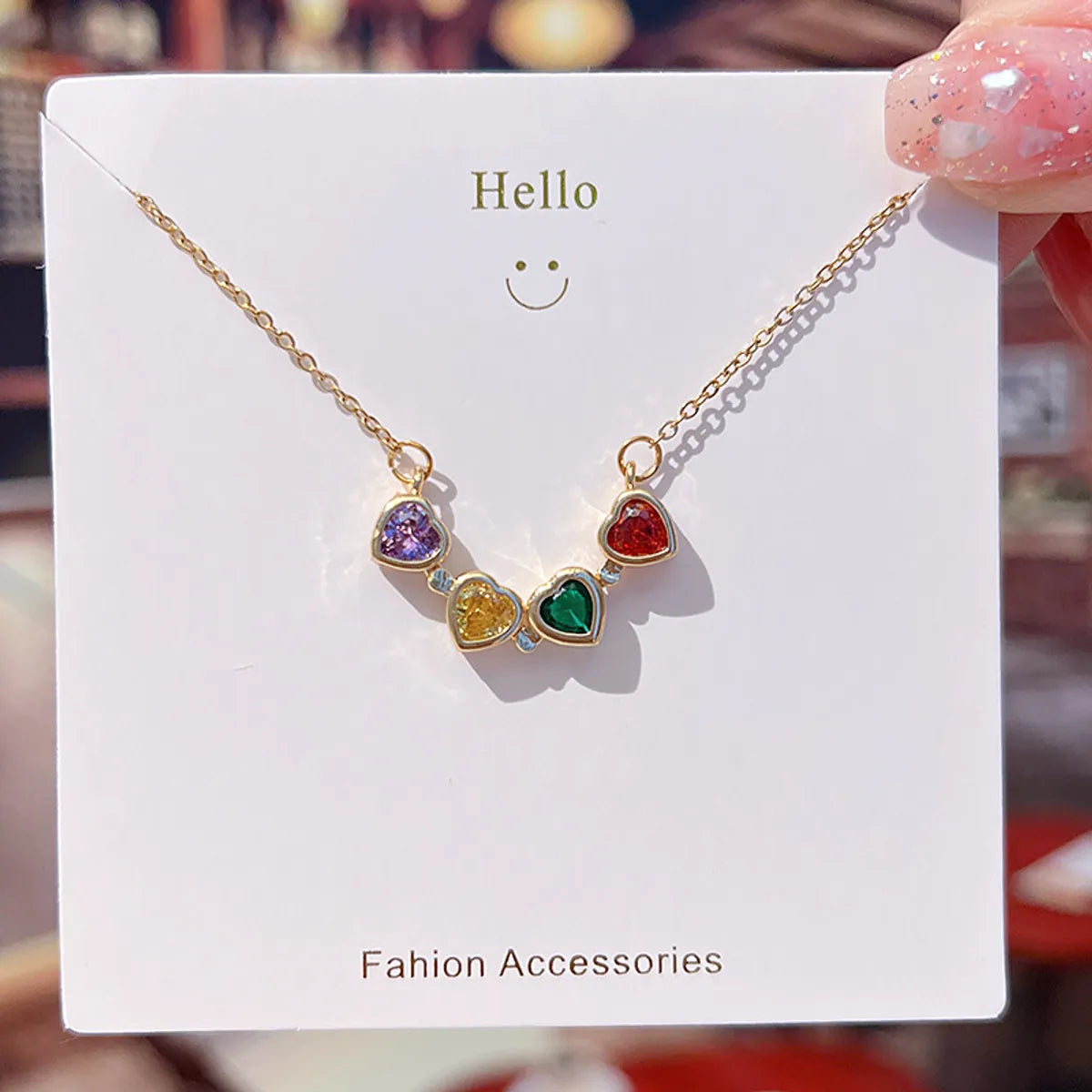 Fashion Four Leaf Clover Heart Shape Titanium Steel Plating Inlay Zircon Necklace 1 Piece