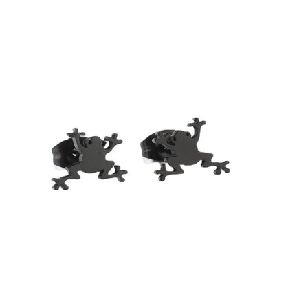 Fashion Frog Stainless Steel Plating Ear Studs 1 Pair