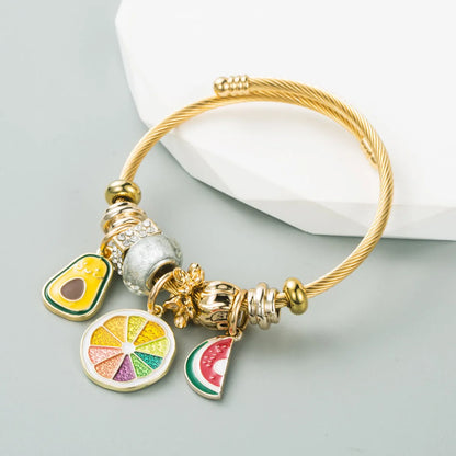 Fashion Fruit Alloy Plating Inlay Rhinestones Bracelets