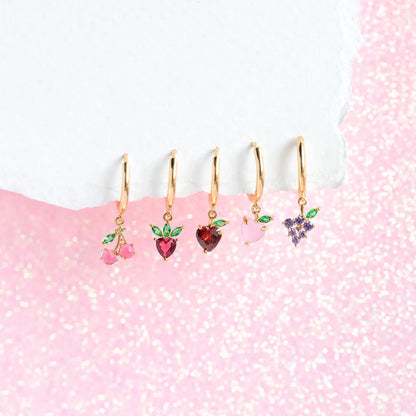 Fashion Fruit Brass Earrings Fruit Gem Copper Earrings