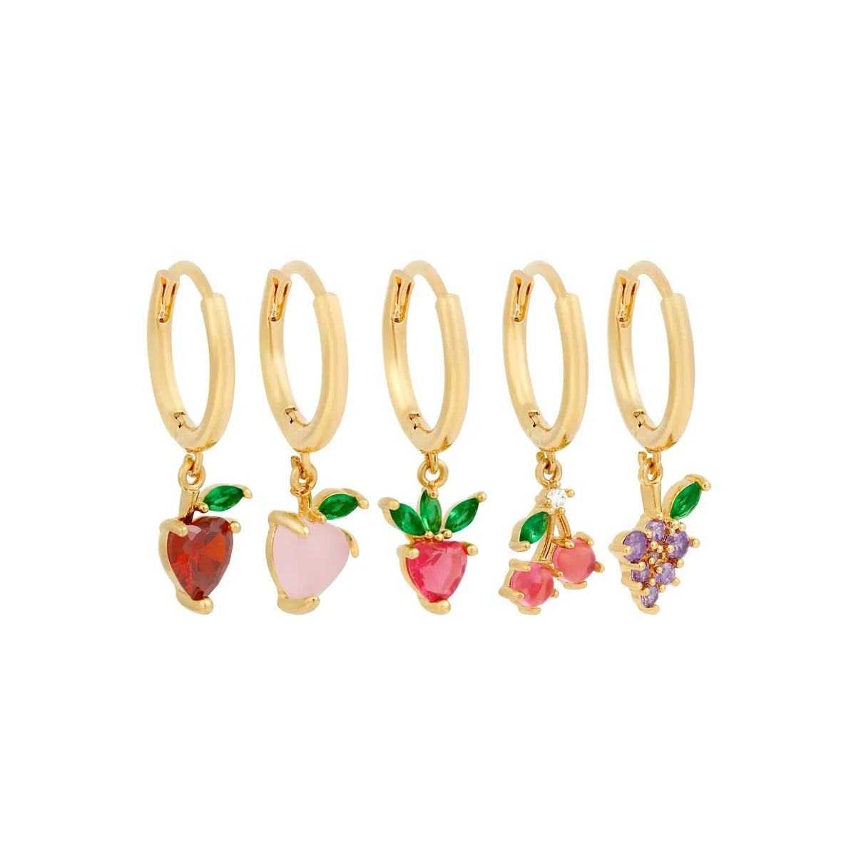 Fashion Fruit Brass Earrings Fruit Gem Copper Earrings