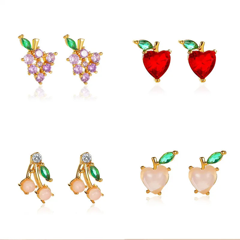 Fashion Fruit Sweet Peach Strawberry Cute Girl Wild Student Earrings