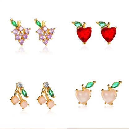 Fashion Fruit Sweet Peach Strawberry Cute Girl Wild Student Earrings