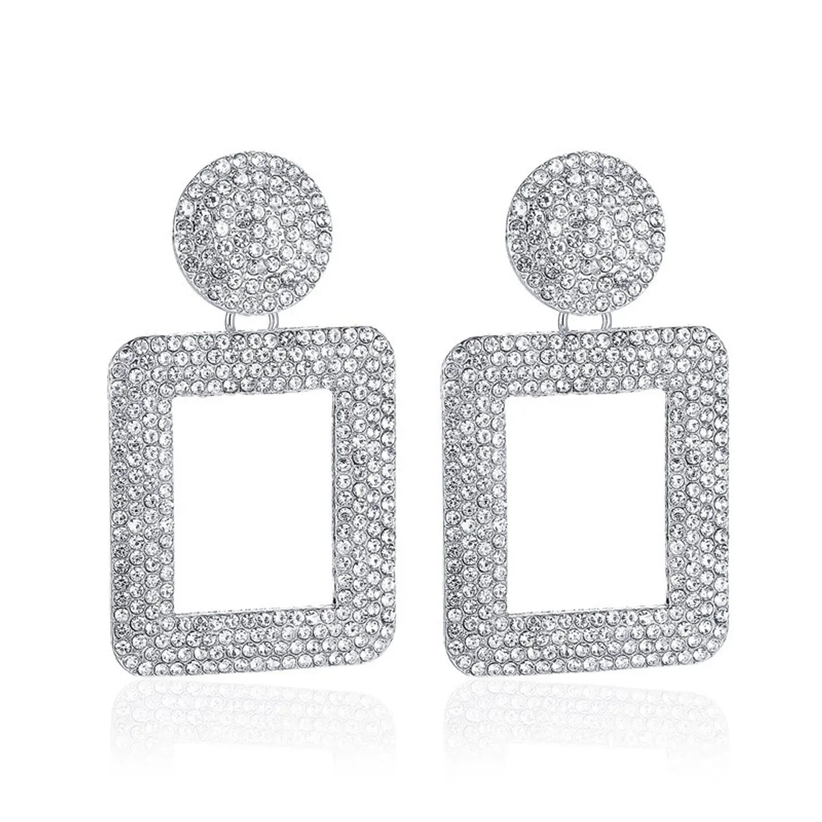 Fashion Full Diamond Geometric Double Circle Earrings Wholesale Nihaojewelry