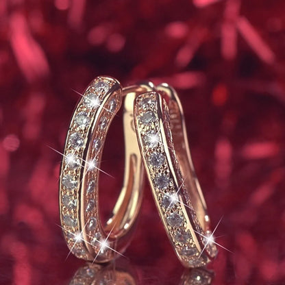 Fashion Geometric Alloy Artificial Diamond Hoop Earrings