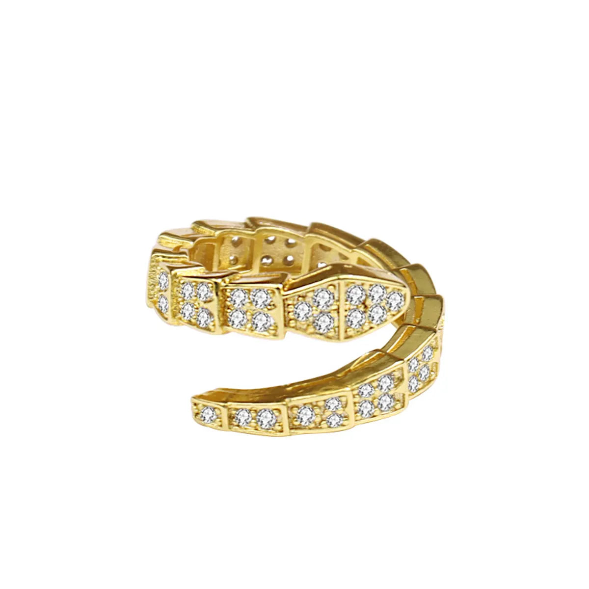 Fashion Full Zircon Snake Niche Design Geometric Ring