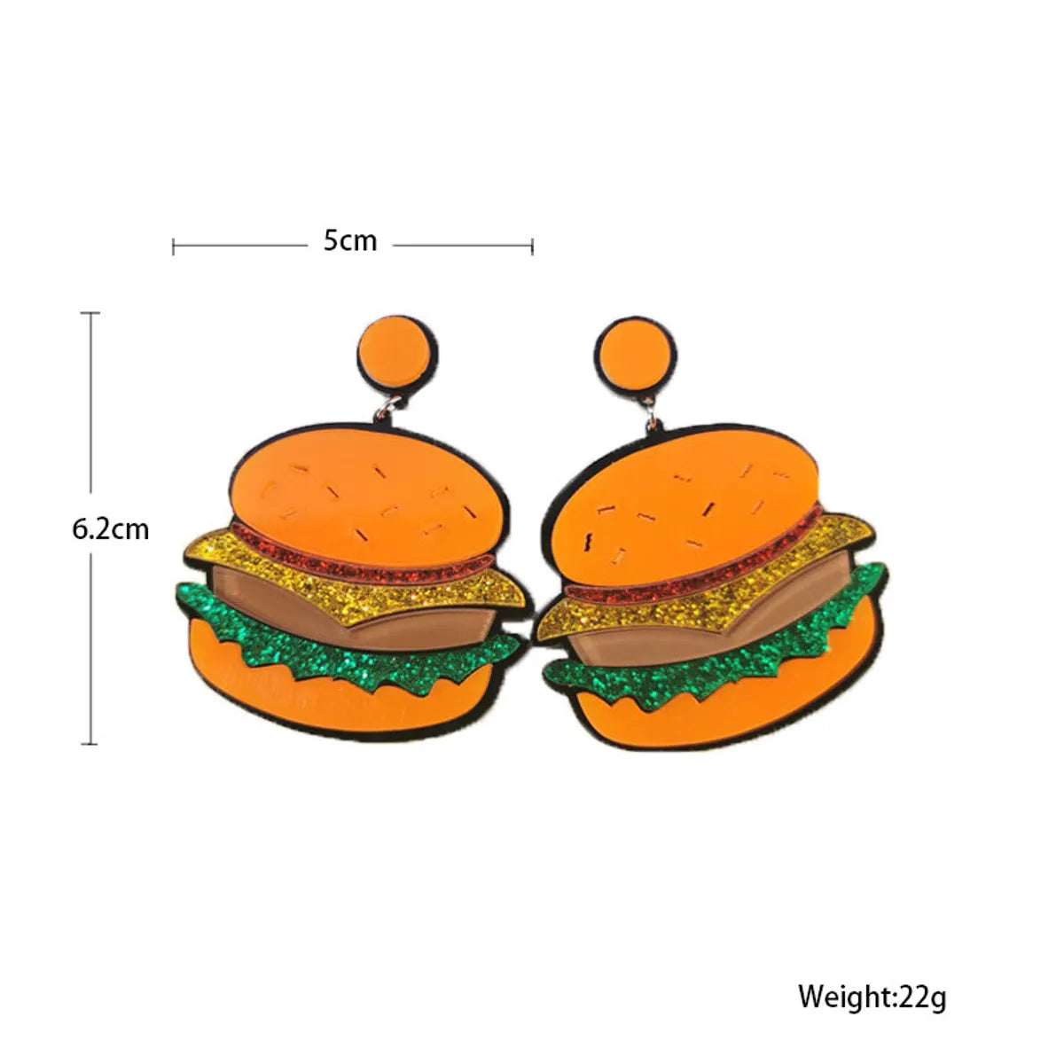 Fashion Funny Acrylic Earrings Hamburger Avocado Rainbow Earrings Women Wholesale