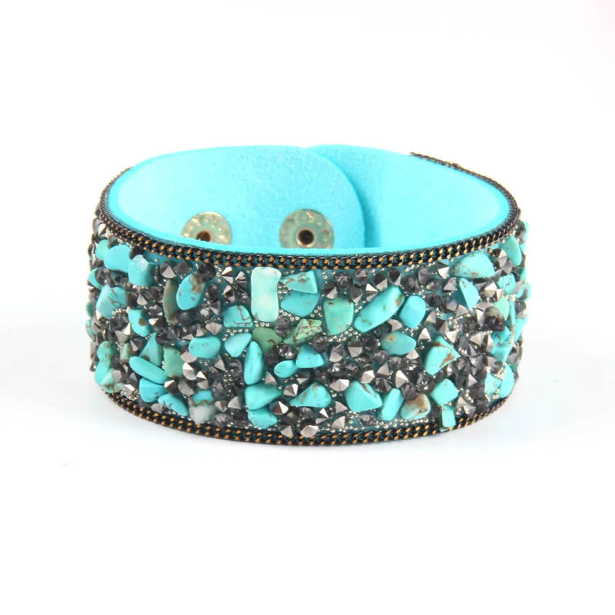 Fashion Gems Gravel Leather Irregular Crystal Bracelet